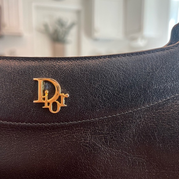 Dior Black Leather Shoulder Bag with Gold Accents Rare Gorgeous Vintage bag - Picture 15 of 16